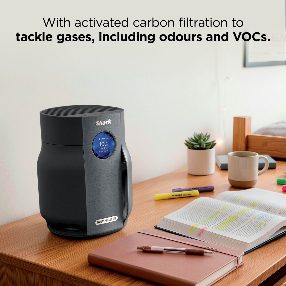 Shark BreatheClear Compact Air Purifier with NeverChange6 - Charcoal - HP062UKBK