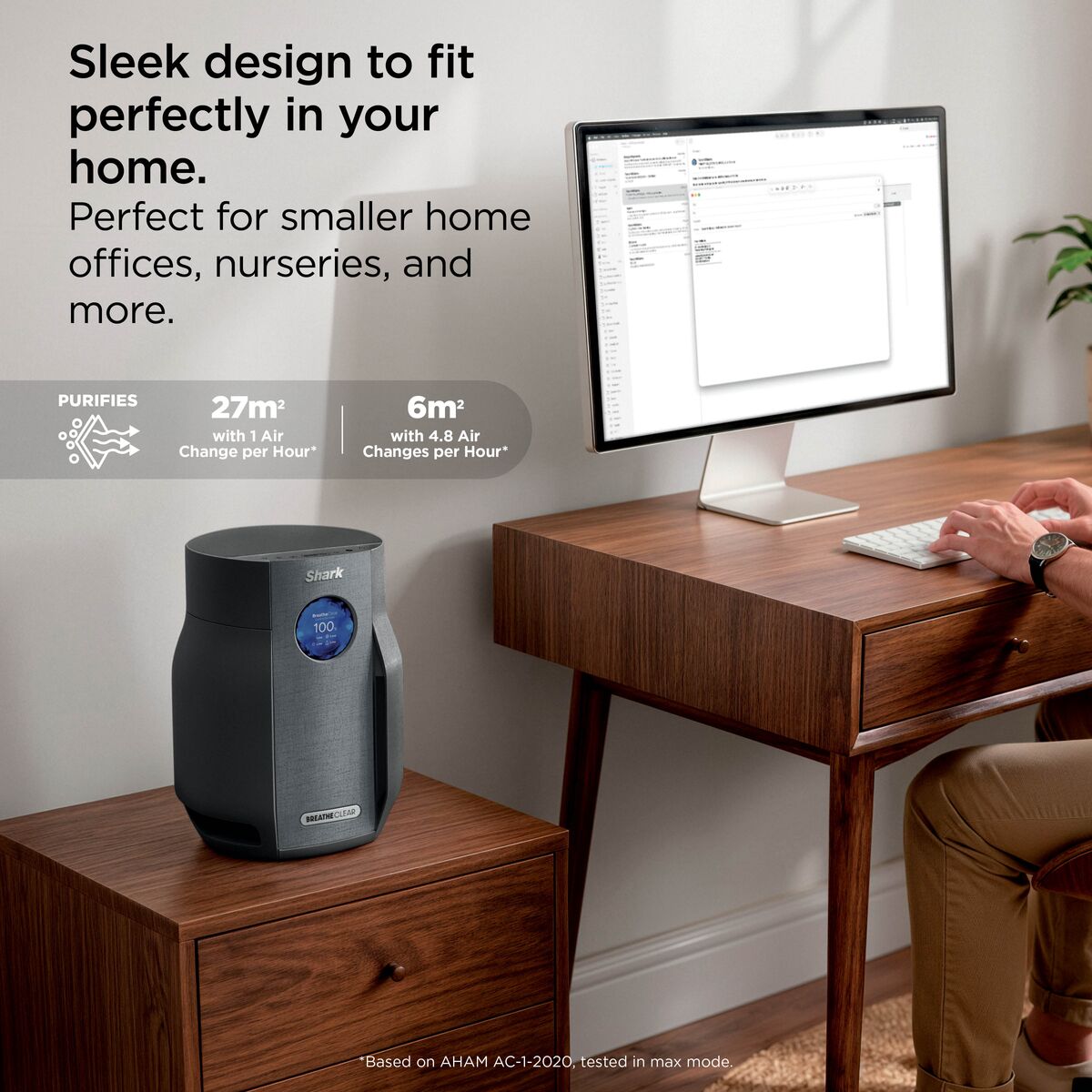 Shark BreatheClear Compact Air Purifier with NeverChange6 - Charcoal - HP062UKBK