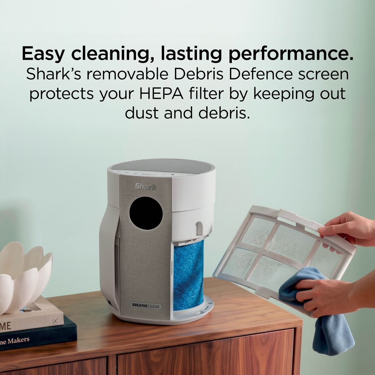 Shark BreatheClear Compact Air Purifier with NeverChange6 - Dove - HP062UK