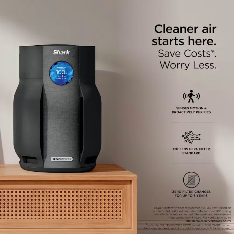 Shark BreatheClear with NeverChange6 Air Purifier - Charcoal HP162UKBK
