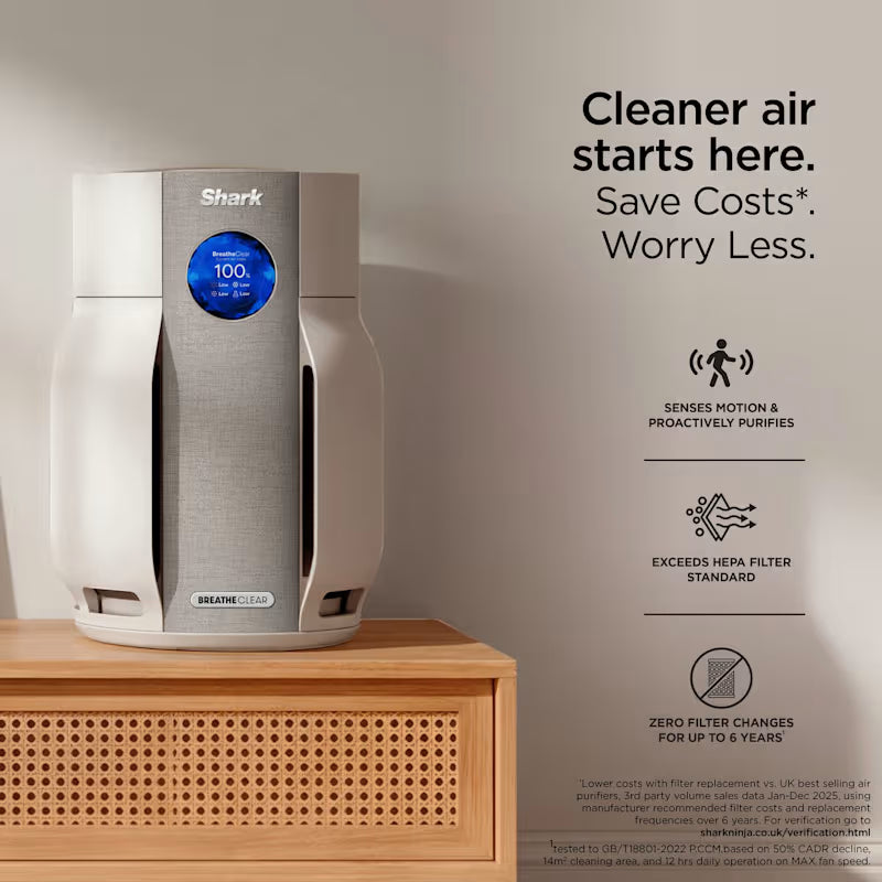 Shark BreatheClear with NeverChange6 Air Purifier - Dove HP162UK