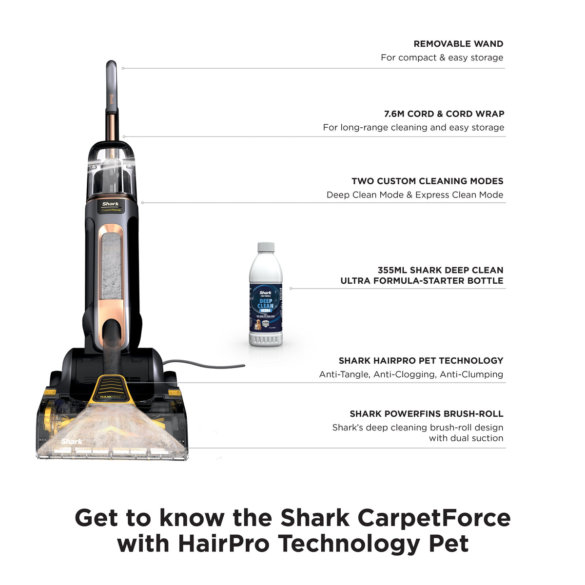 Shark CarpetForce HairPro Upright Carpet Cleaner EX550UKT