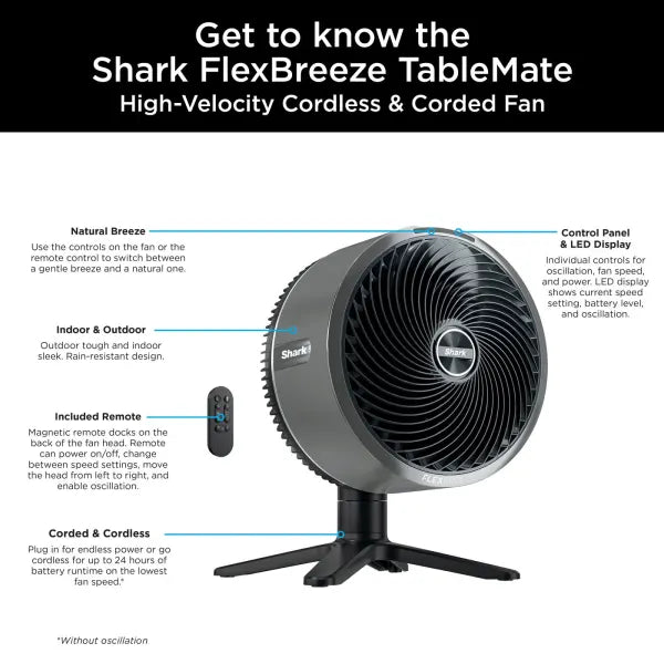 Shark FlexBreeze TableMate Indoor to Outdoor High-Velocity Tabletop Fan FA150UK