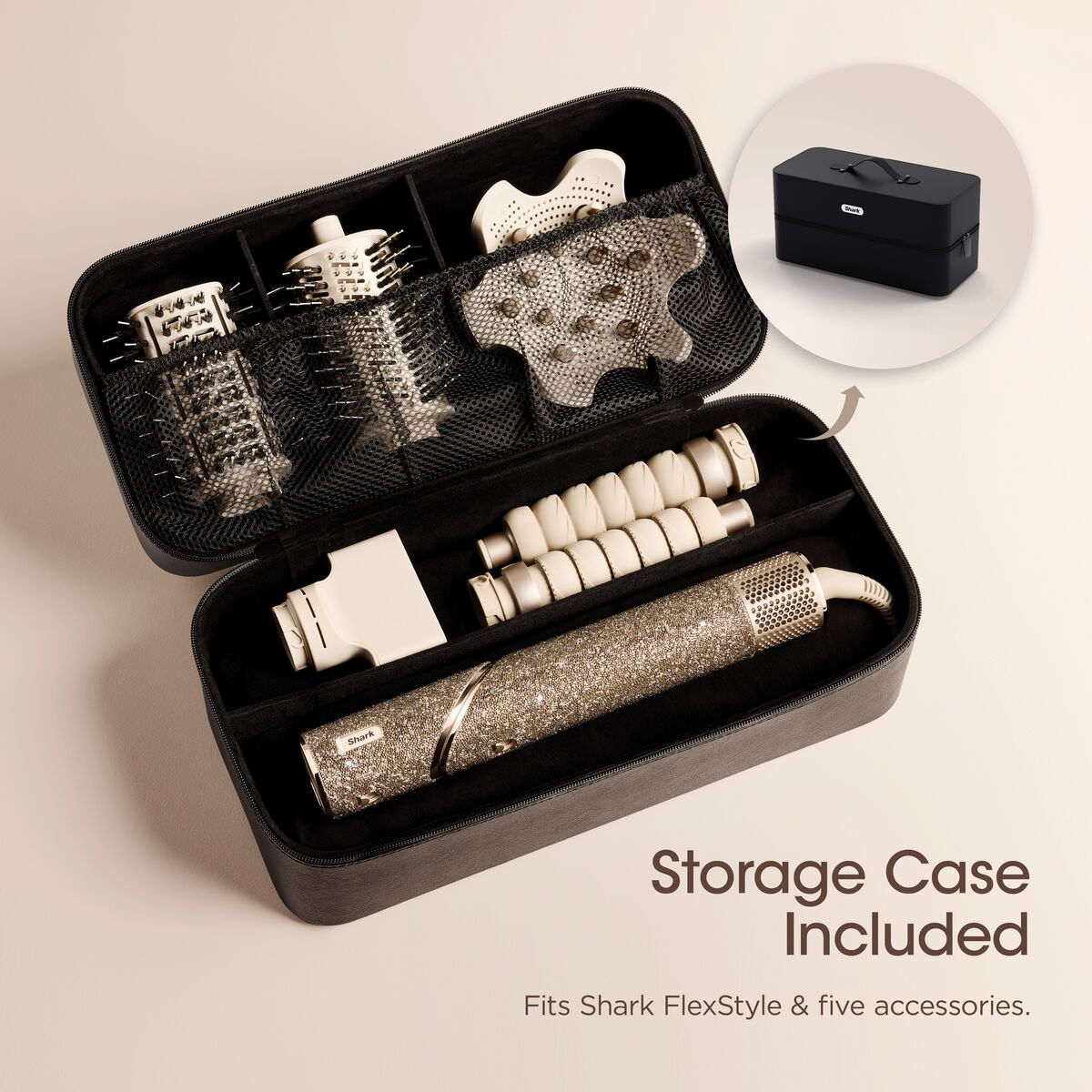 Shark FlexStyle Sparkle – Gold Diamond Limited Edition 5-in-1 Air Styler & Hair Dryer Gift Set HD446JSUK