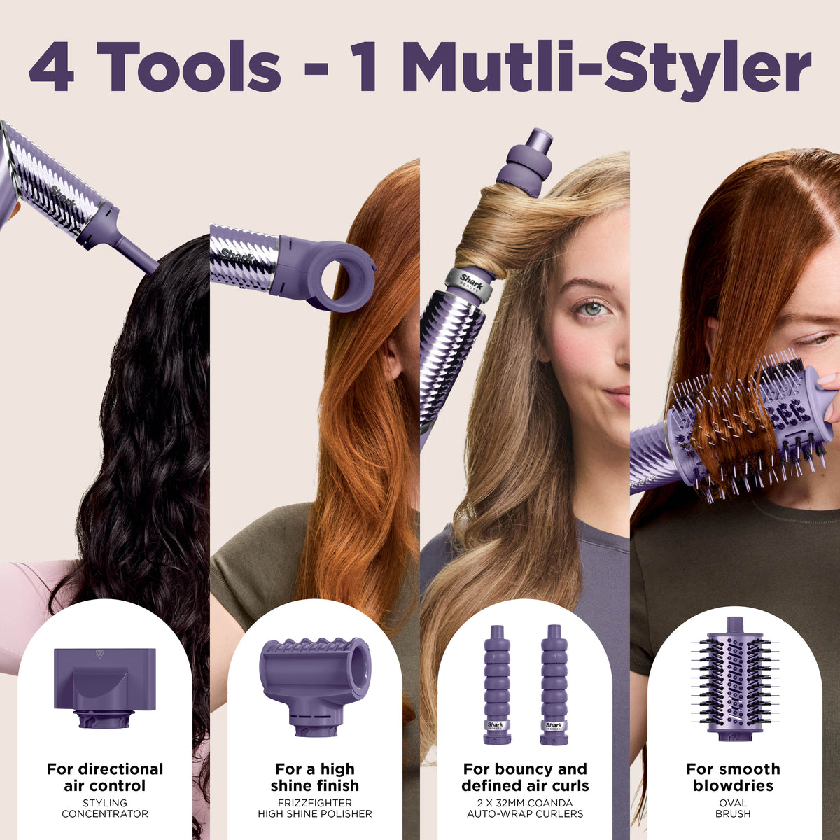 Shark FlexStyle IonCurl Air Styler & Hair Dryer, 4-in-1 - Lilac HD840UKPU