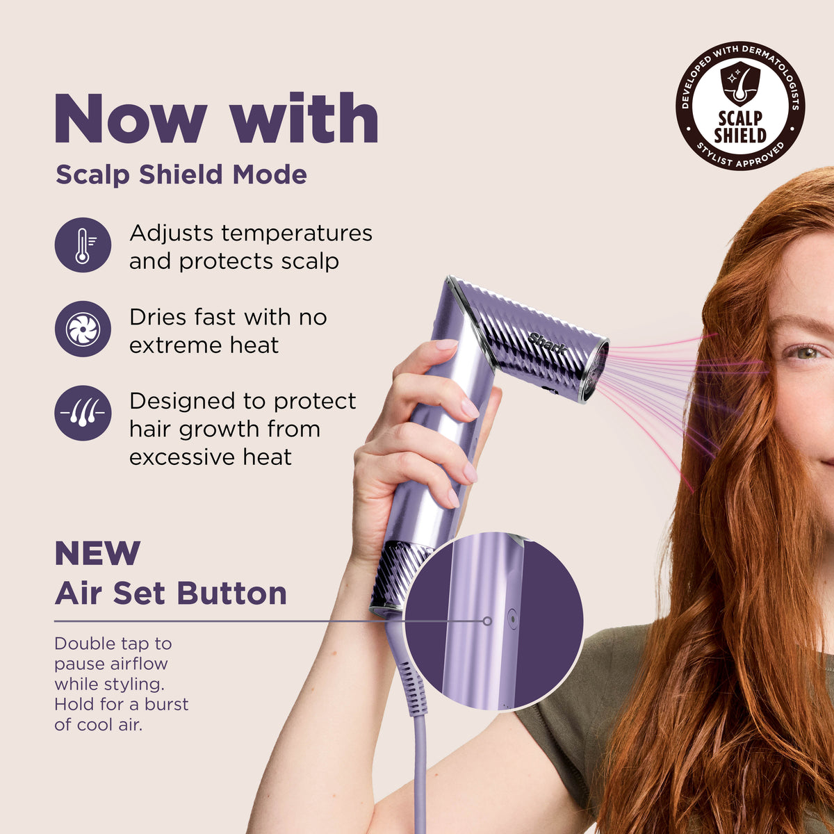 Shark FlexStyle IonCurl Air Styler & Hair Dryer, 4-in-1 - Lilac HD840UKPU