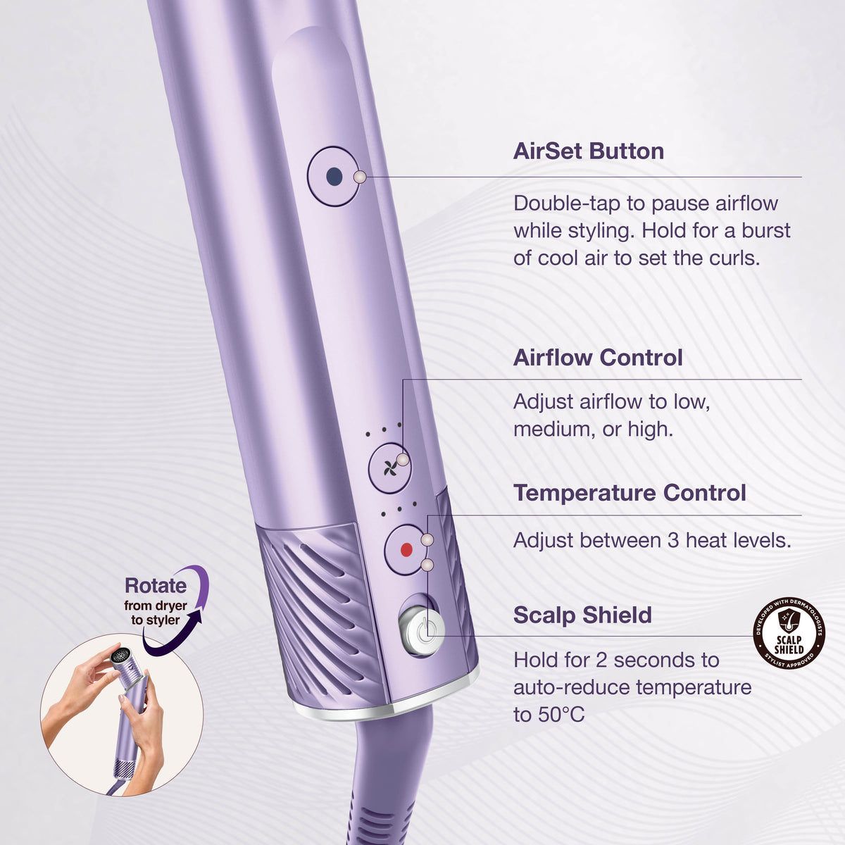 Shark FlexStyle IonCurl Air Styler & Hair Dryer, 4-in-1 - Lilac HD840UKPU