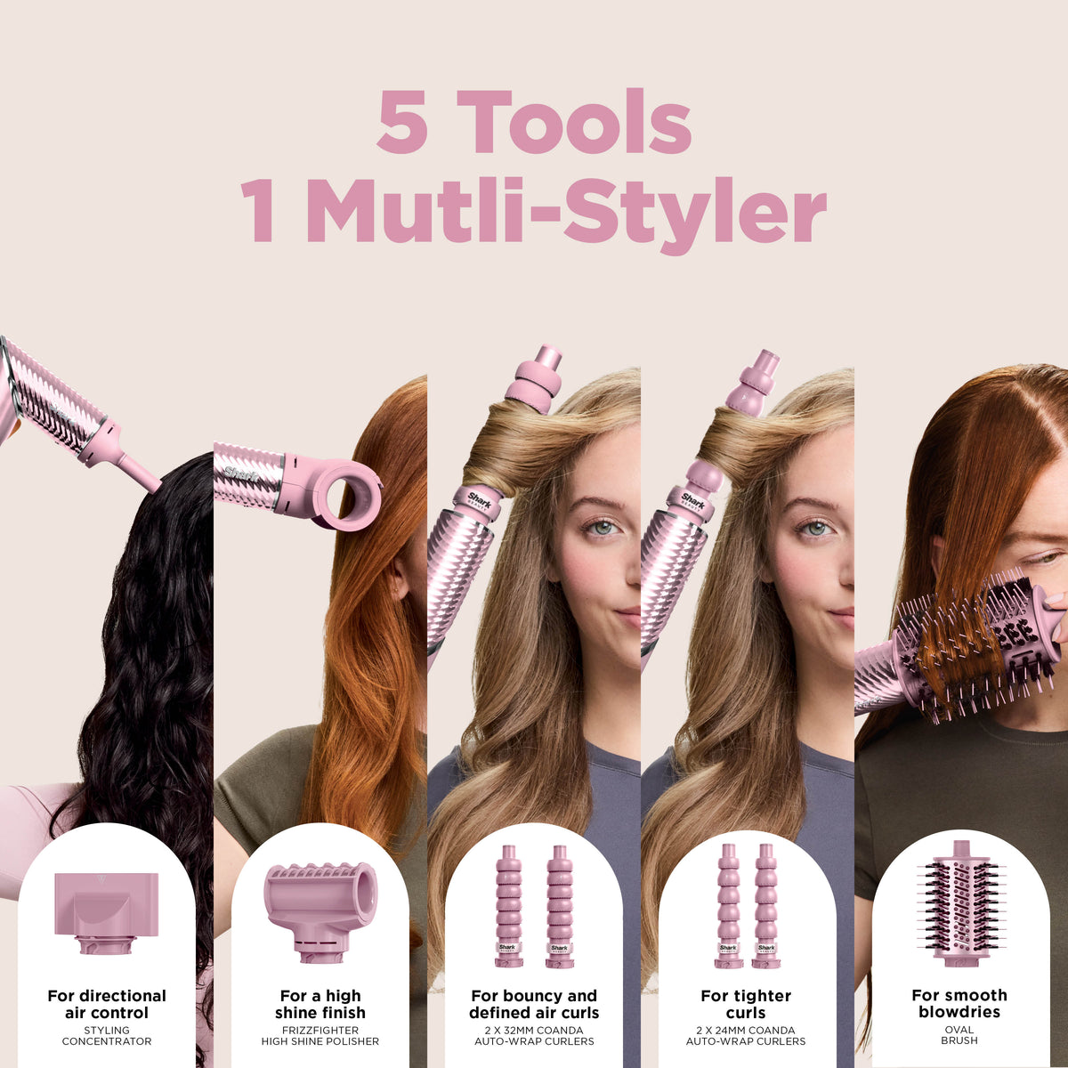 Shark FlexStyle IonCurl Hair Styler and Dryer - Pink HD850UKPK