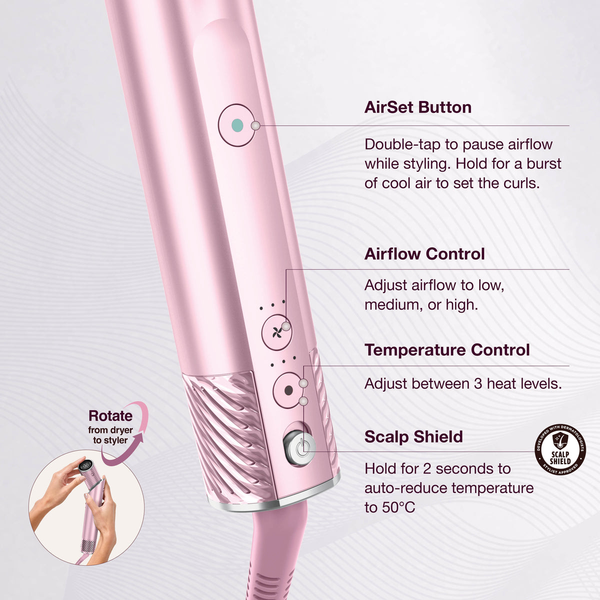 Shark FlexStyle IonCurl Hair Styler and Dryer - Pink HD850UKPK