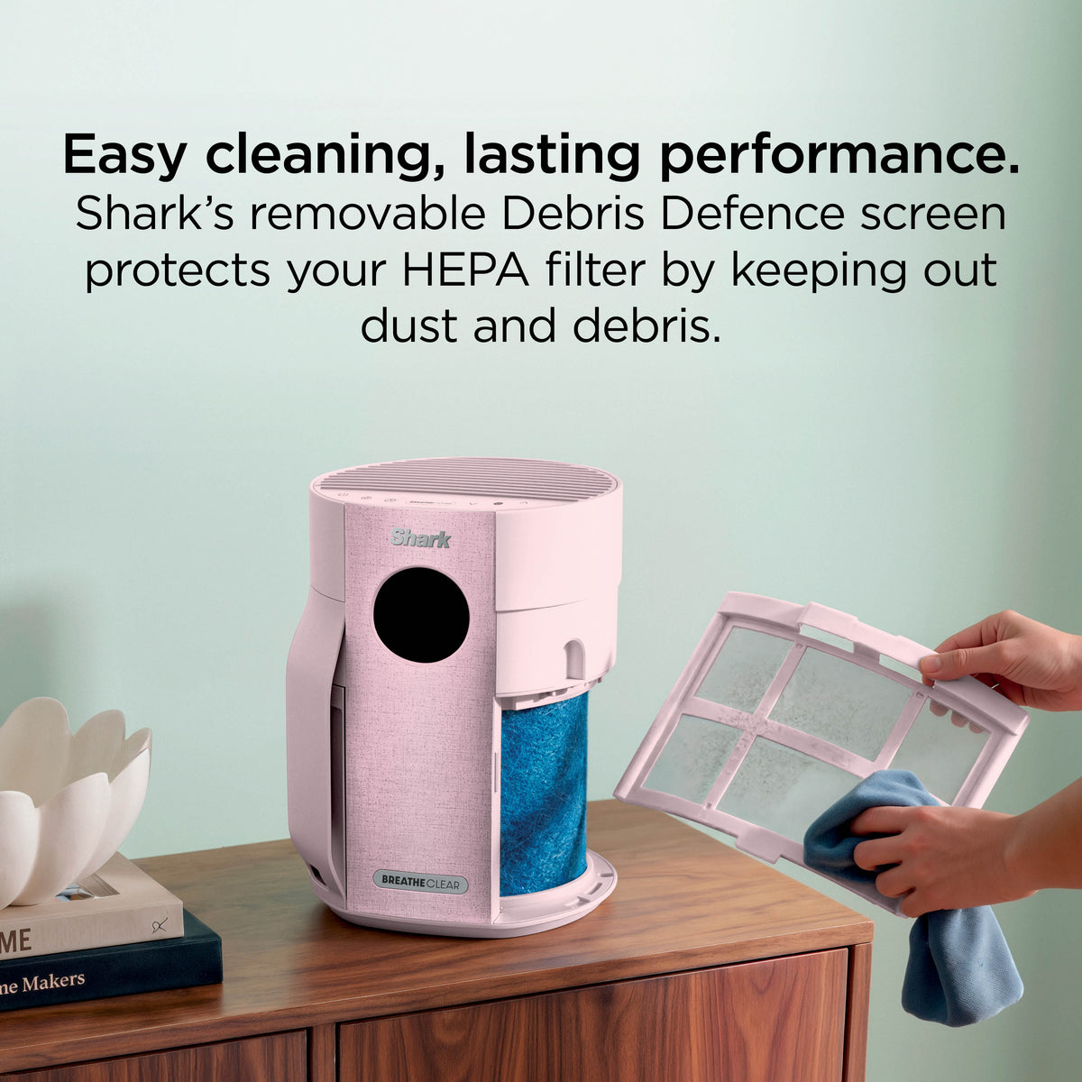 Shark BreatheClear Compact Air Purifier with NeverChange6 - Blush HP062UKPK