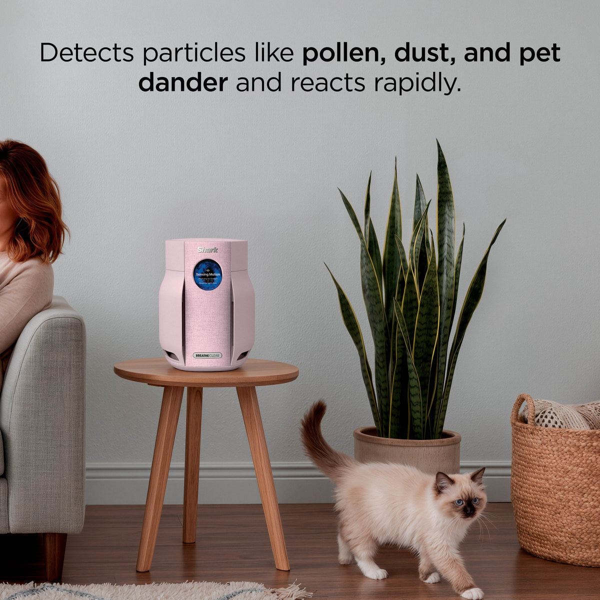 Shark BreatheClear Compact Air Purifier with NeverChange6 - Blush HP062UKPK