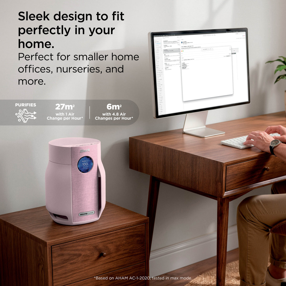 Shark BreatheClear Compact Air Purifier with NeverChange6 - Blush HP062UKPK