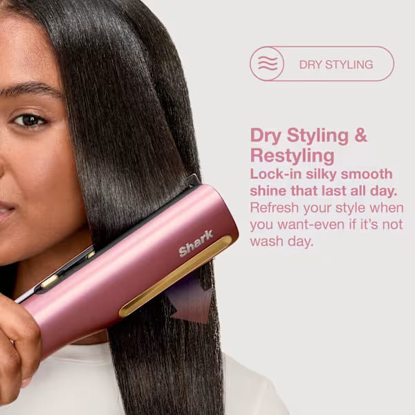 Shark SilkiPro Straight Hair Straightener + Dryer in One Tool with Heat-Resistant Storage Case - Rose Petal HT401UKPK