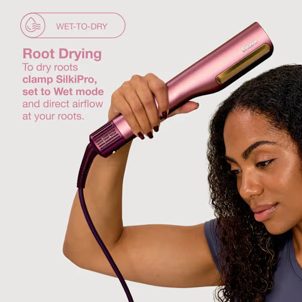 Shark SilkiPro Straight Hair Straightener + Dryer in One Tool with Heat-Resistant Storage Case - Rose Petal HT401UKPK