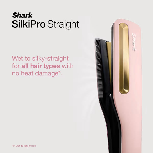 Shark SilkiPro Straight Hair Straightener + Dryer in One Tool with Heat-Resistant Storage Case - Rose Petal HT401UKPK