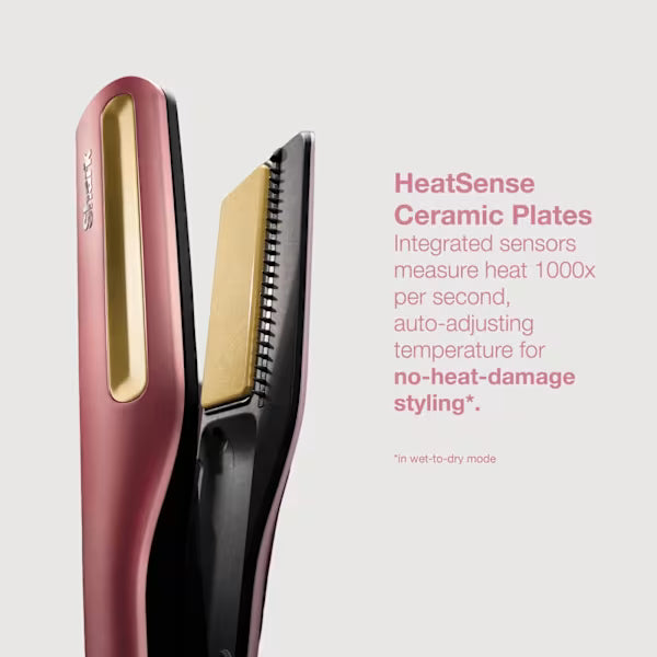 Shark SilkiPro Straight Hair Straightener + Dryer in One Tool with Heat-Resistant Storage Case - Rose Petal HT401UKPK