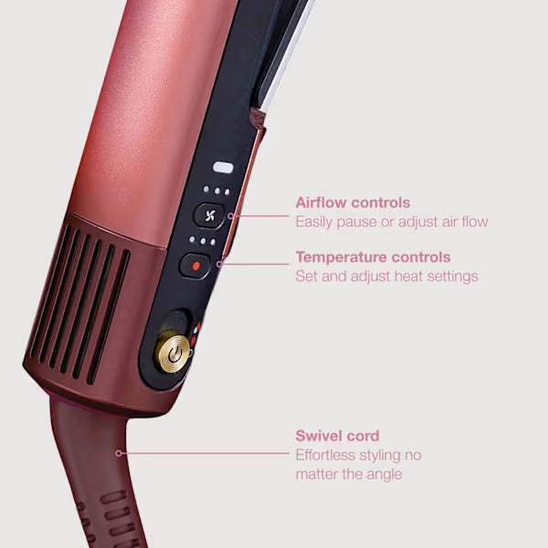 Shark SilkiPro Straight Hair Straightener + Dryer in One Tool with Heat-Resistant Storage Case - Rose Petal HT401UKPK