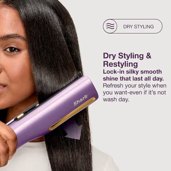 Shark SilkiPro Straight Hair Straightener + Dryer in One Tool with Heat-Resistant Storage Case - Plum Satin HT401UKPU