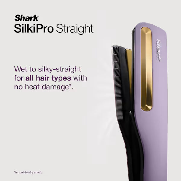 Shark SilkiPro Straight Hair Straightener + Dryer in One Tool with Heat-Resistant Storage Case - Plum Satin HT401UKPU