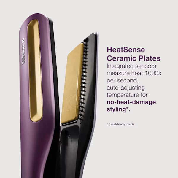 Shark SilkiPro Straight Hair Straightener + Dryer in One Tool with Heat-Resistant Storage Case - Plum Satin HT401UKPU