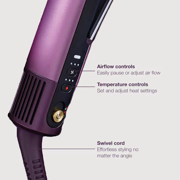 Shark SilkiPro Straight Hair Straightener + Dryer in One Tool with Heat-Resistant Storage Case - Plum Satin HT401UKPU