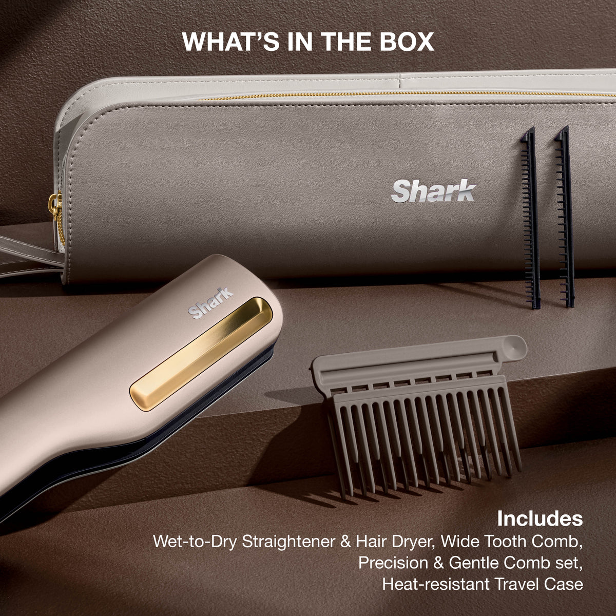 Shark SilkiPro Hair Straightener & Dryer with Storage Case - Mocha Silver HT401UKSL