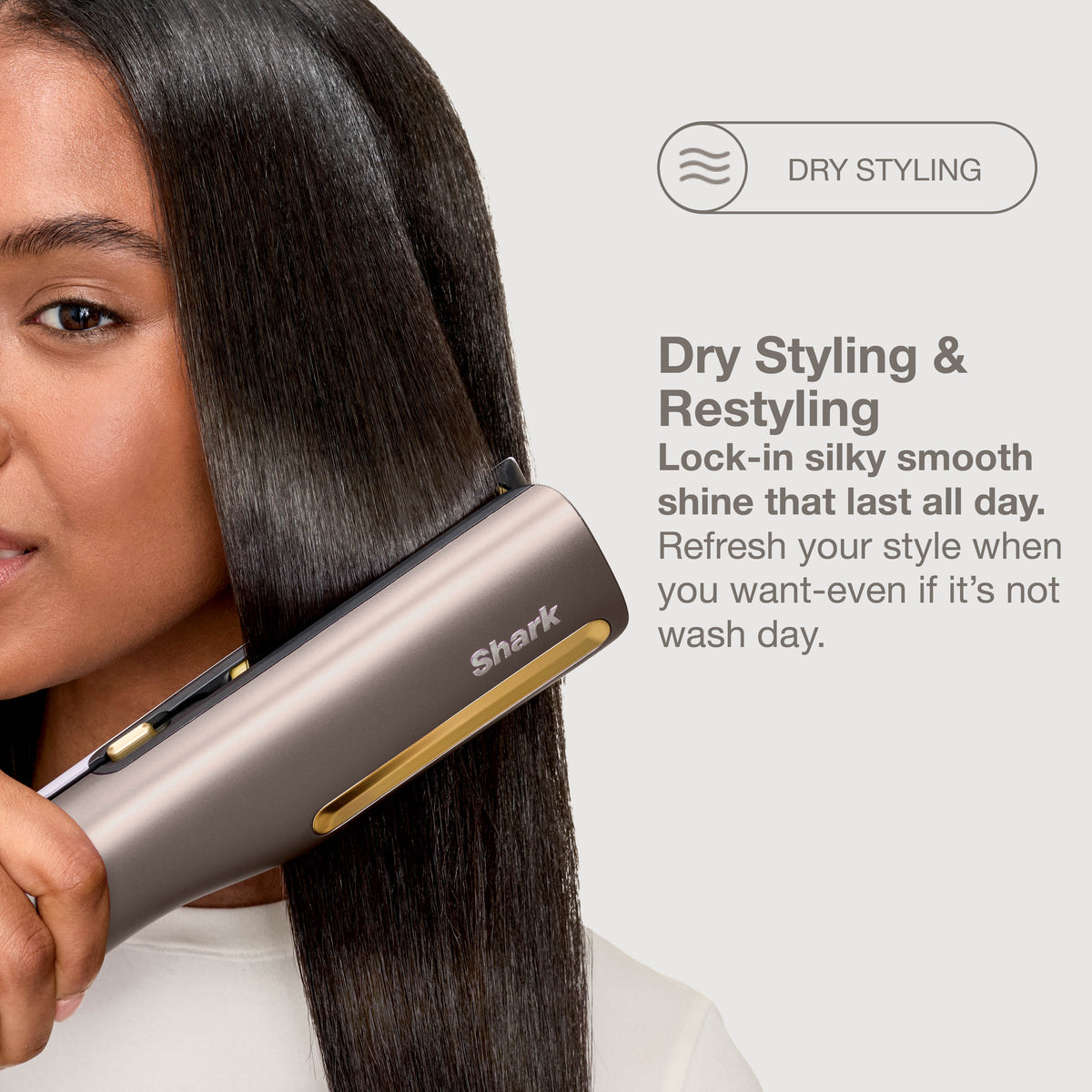 Shark SilkiPro Hair Straightener & Dryer with Storage Case - Mocha Silver HT401UKSL