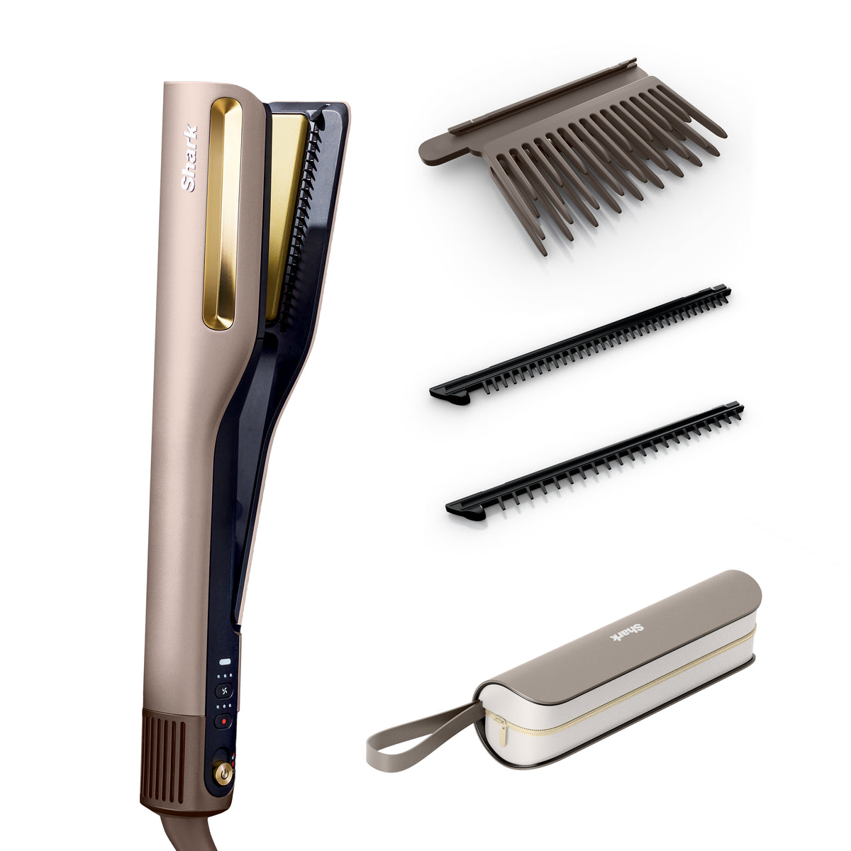 Shark SilkiPro Hair Straightener & Dryer with Storage Case - Mocha Silver HT401UKSL