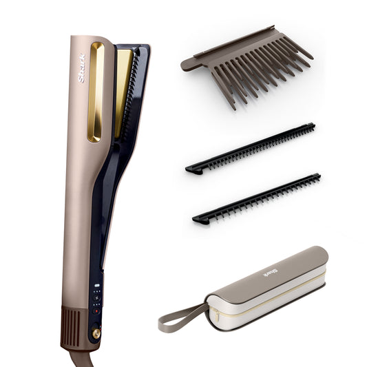 Shark SilkiPro Hair Straightener & Dryer with Storage Case - Mocha Silver HT401UKSL